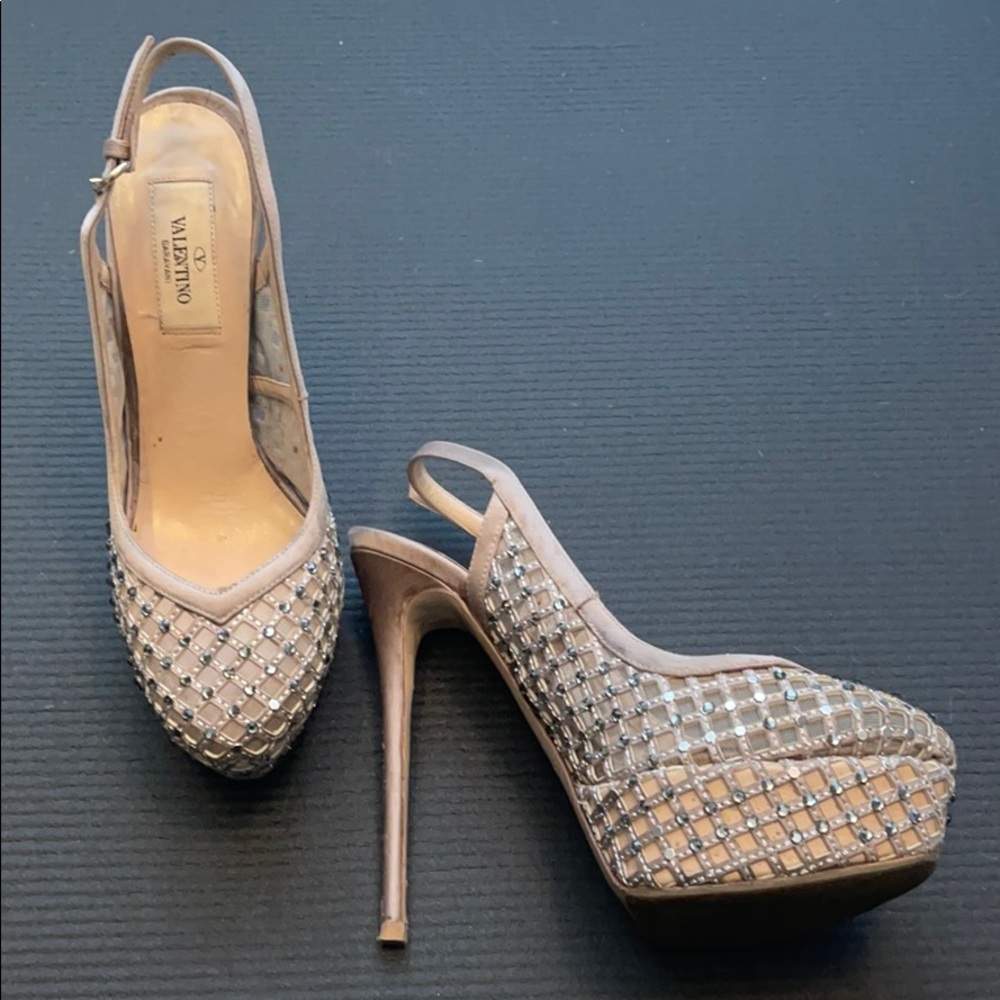 Valentino platform diamond studded heels